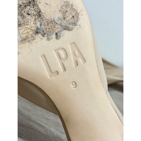 LPA Elba Flower Rosette Crochet Leather Slip On Mules Sandal Beige Women's US 9 - Picture 6 of 7